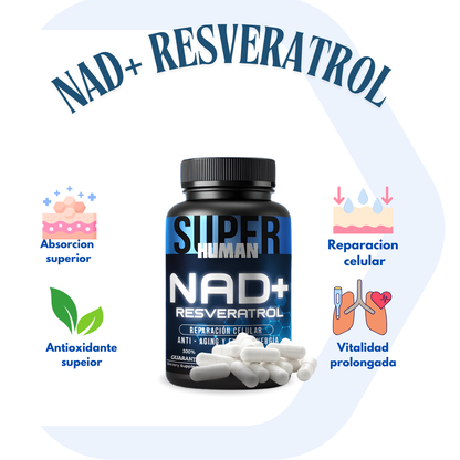 💊NAD + Resveratrol - Cápsulas de Reparación Celular Antienvejecimiento y Energía Extra.